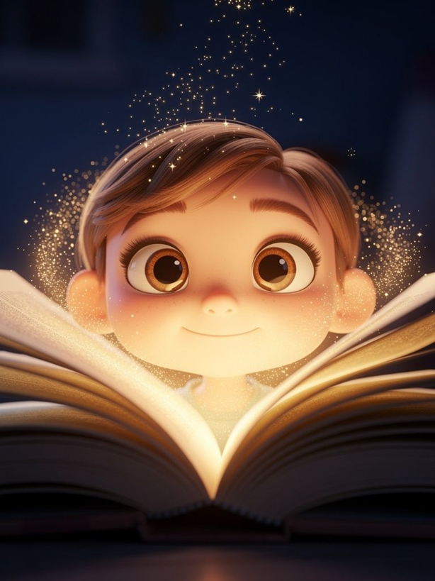 Rosto da crianca nas ilustracoes